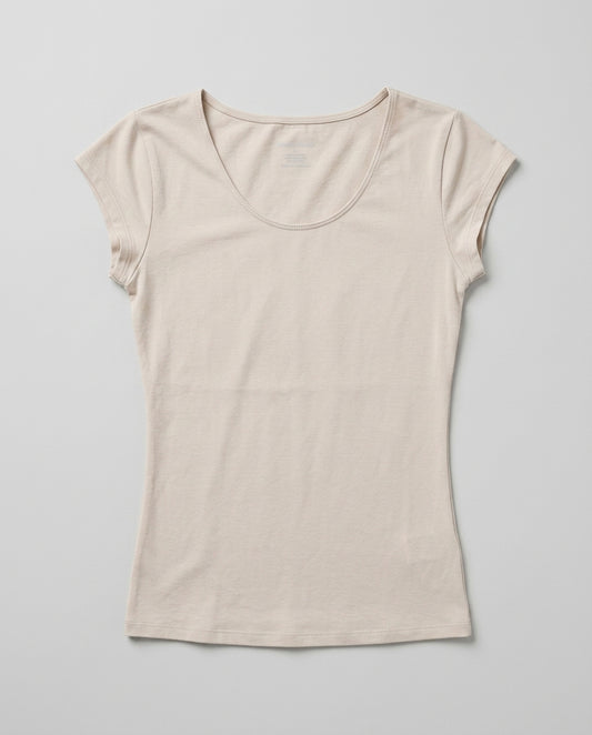 Slim-fit scoop neck t-shirt — Overhead Flat Lay | Generated by Modelize